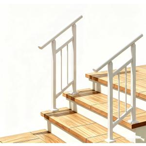 Hand Rails for Outdoor StepsStair Handrail & Indoor Stair Railing KitRailings for Outdoor Steps for Fence & Outdoor Steps (2, White-with Balusters, 2 Step)