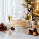 Silver Glitter Cheers to 2026 Cake Topper - Happy New Year Cake Topper, Hello 2026, Happy 2026 New Years Eve Party Supplies