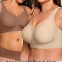 OEAK Womens Wireless Jelly Bra Plus Size Supportive Seamless Bras Full Coverage Push Up Comfortable No Underwire Tshirt Bras (Coffee, M)