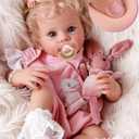 BABESIDE Reborn Baby Dolls - 17 Inch Soft Body Realistic Baby Doll Girl Lovely Awake Blond Curly Hair Girl Bebe Reborn de Silicona Real Life Baby Dolls with Gift Box for Kids Age 3+ Collectors