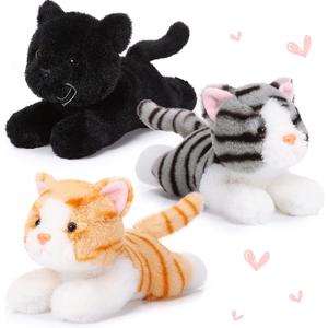 Pack of 3 9 Inch Cat Stuffed Animal Plush Gift Cute Kitten Plush Toys Small Cat Stuffed Animal Sleeping Gifts for Boys Girls Pet Party Favors (Stylish Style)