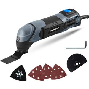 Hammerhead 2.2-Amp Oscillating Multi-Tool with 1pc Flush Cut Blade, 1pc Semicircle Saw Blade, 1pc Sanding pad, 3pcs Sanding Paper - HAMT022