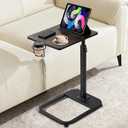 facka Adjustable TV Tray Table with Rounded Metal Corners, CShaped Snack Table for Couch, Sofa, Bed or Chair, Small Space Side Table for Eating, Dinner, or Laptop Use