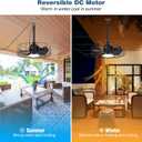 Vitnucrol Outdoor Caged Ceiling Fan with Light, 18'' Waterproof Plug in Gazebo Fan with 3 Color Dimmable LED Light and Remote,10-Speed Hanging Fan for Patios, Porch, Pergola, Outside, Large