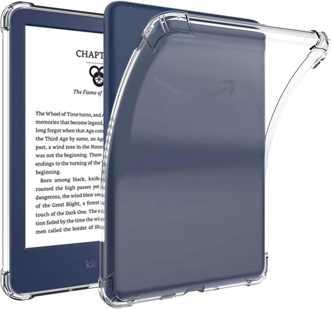 4 x Clear Case Compatible for 6" Kindle 11th Generation 2022 & Kindle 2024 12th Generation 6 inch,Thin Slim Soft Flexible Silicone TPU Rubber Cover for Kindle 11th/12th Gen 2022/2024 (Transparent)