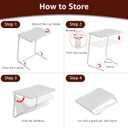 NUTIKAS TV Trays Set of 4 - Folding TV Tray Adjustable Dinner Trays for Eating On Couch Wooden Tables Mate Stand Foldable White Desk with Cup Holder Portable