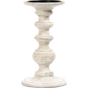 Hosley White Wood Pillar Candle Holder 9 Inch High Ideal Gift for Farmhouse Weddings Special Occasion Spa Aromatherapy Settings Candle Gardens. W1