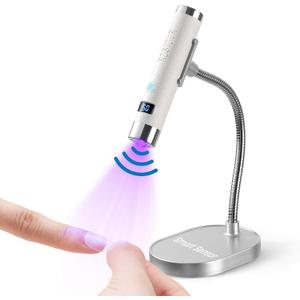 Mini UV Lamp for Gel Nails- Rechargeable Handheld Nail U V Led Curing Light with Stand- Flash Cure Fast Dry UV Lamp with Auto Sensor for Home Manicure and Salon (White)