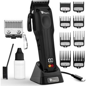 Fagaci Professional Hair Clippers for Men with Superior Precision, 5X Longer Sharpness Professional Barber Clippers Cordless with 2 Blades Fade & Taper, Brushless Motor Mens Hair Clipper Cordless Set (Black)