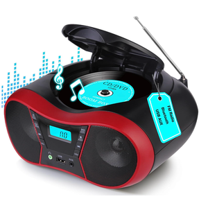 Boombox CD Player Portable, Portable CD Players for Home, Radio CD Player Stereo with AUX/USB/FM/Bluetooth, AC/Battery, Sleep Timer, Boom Box with Bluetooth Gift for Kids,Seniors,Home, Red
Amazon's Choice