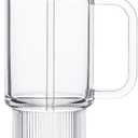 KEMORELA 26oz Ribbed Glass Mug with Handle and Lid  Large Clear Tumbler for Iced Coffee, Tea, Smoothies & Hot Drinks, Reusable Glass Cup with Straw, Dishwasher Safe, Travel Friendly
