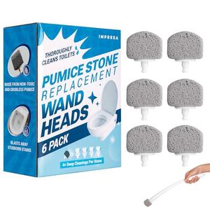 [6 Pack] Pumice Stone Toilet Bowl Cleaner Comaptible with Clorox Toilet Wand Refills - Reusable Pack Compatible with Clorox Toilet Bowl Wand Refills - Natural Pumice Stone for Toilet Cleaning Heads
