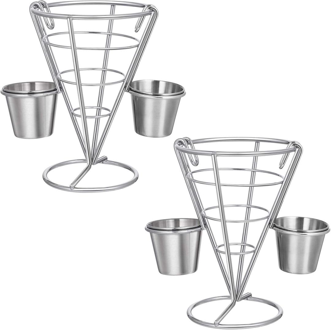 Hemoton 1pcs French Fries Stands Fish and Chips Basket Holders Snack Appetizer Serving Rack Food Display Wire Stands for Kitchen Restaurant Buffet