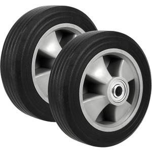 2 Pack 10 Inch Solid Rubber Replacement Wheels, Flat Free Hand Truck Tires with 5/8" Axle, Hand Truck Replacement Wheels for Cart, Wagons, Wheelbarrow, Dolly, Trolley, 330 lbs Max Load