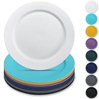 Berglander Plastic Plates Set of 8 Pieces 10", Reusable Flat Dinner Plates, Salad Plates, Pasta Bowls, Dishes Set Easy to Carry for Home, Garden, Picnic, Camping, Outdoor Assorted