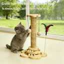 Wooden Cat Scratching Post, 4 in 1 Cat Scratcher Kitten Toys for Indoor Cats, 17.7" Tall Sisal Post with Two-Laye Wooden Ball Track, Ideal for Small Medium Cat