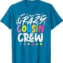 The Crazy Cousin Crew Unisex-Kids T-Shirt, Blue, Small, Short Sleeve