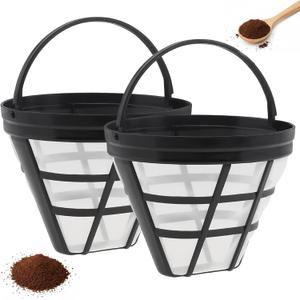 2 Pack Reusable Cone Coffee Filter #4, Washable Fine Mesh Permanent Replacement coffee filters Basket for Most 8-12 Cup Drip Coffee Makers, Compatible with Coffee Bar Brewer and Machine Accessories