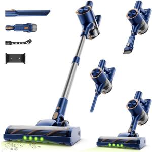 Cordless Stick Vacuum Cleaner - 40KPA Powerful Suction Vacuum with 45 Min Runtime, Detachable Battery, Anti-Tangle & 1.5L Dust Cup, 8 in 1 Vacuum Cleaner for Pet Hair, Carpet, HardFloor, Blue
