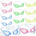 11 Pairs Summer Kids Swimming Goggles No Leaking Wide View Swim Glasses Pool Clear Water Goggles with Adjustable Strap for Youth Children Teens Boys Girls Aged 6-14, 4 Colors