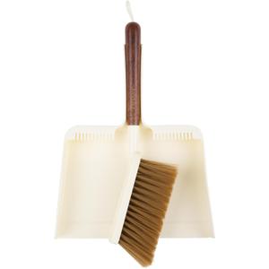 Hand Broom and Dustpan Set,Portable Small Dustpan and Brush Set with Sapele Wood Handle,Teeth Design,Compact Hangable Broom with Dustpan for Cleaning Desktops Kitchen Sofa Pet Hair,Beige