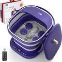 Puboo Electric Foot Bath Massager with Remote, 16 Motorized Massage Balls for Stress Relief, Collapsible Foot Spa Bath Massager with Heat, Pedicure Spa Tub with Temp Control, Purple