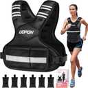 Adjustable Weighted Vest Women Men, 6-12 Lb/10-19 Lb/20-32 Lb Rucking Vest with 6 Ironsand Weights, Great Vest with Plus Pockets & Reflective Strips for Running, Walking, Workout and Strength Training (Black)