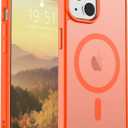 SUPFINE Magnetic for iPhone 15 Case (Compatible with MagSafe) (Military Grade Drop Protection) Slim Translucent Matte Shockproof with Anti-Fingerprint Phone Case, Orange