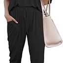 PRETTYGARDEN Women's Two Piece Lounge Sets 2026 One Piece Loose Wide Leg Jumpsuits Casual Flowy Romper Medium