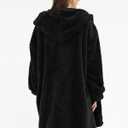 Argstar Hooded Cardigan for Women and Men, Oversized Sweatshirt Fuzzy Fleece Blanket Hoodie Jacket - One Size Fits All (Black)