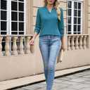 CiCiBird Womens 3/4 Sleeve Blouses Casual Button V Neck Shirt 2025 Trendy Tops (XL)