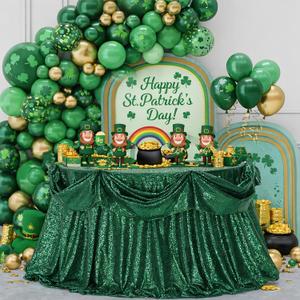 B-COOL Round Sequin Tablecloth Party Decor: 120 Inch Table Cloth Emerald Green Glitter Fabric Overlay for Indoor Outdoor Dining Parties Home St. Patrick's Day