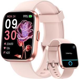 Smart Watches for Women, Alexa Built-in Fitness Watch with 1.8" LCD Screen & Bluetooth Call (Make/Answer), Heart Rate/SpO2/Sleep Monitor, 100 Sports, IP68 Waterproof Smartwatch for Apple Android (Light Pink)