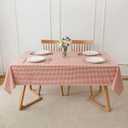 maxmill Checkered Rectangle Dining Room Tablecloth Water Resistance Wrinkle Free Spillproof Heavy Weight Gingham Plaid Table Cloth for Banquet Parties Holiday Dinner, 60 x 84 Inch Rust White