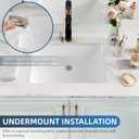 Undermount Bathroom Sink Rectangle, Hugsleek Interior Bowl Size 18 x 13 inch White Porcelain Ceramic Vessel Sink Under Counter Exterior Size 20x15in Rectangular Bath Sink Basin Lavatory Fireclay