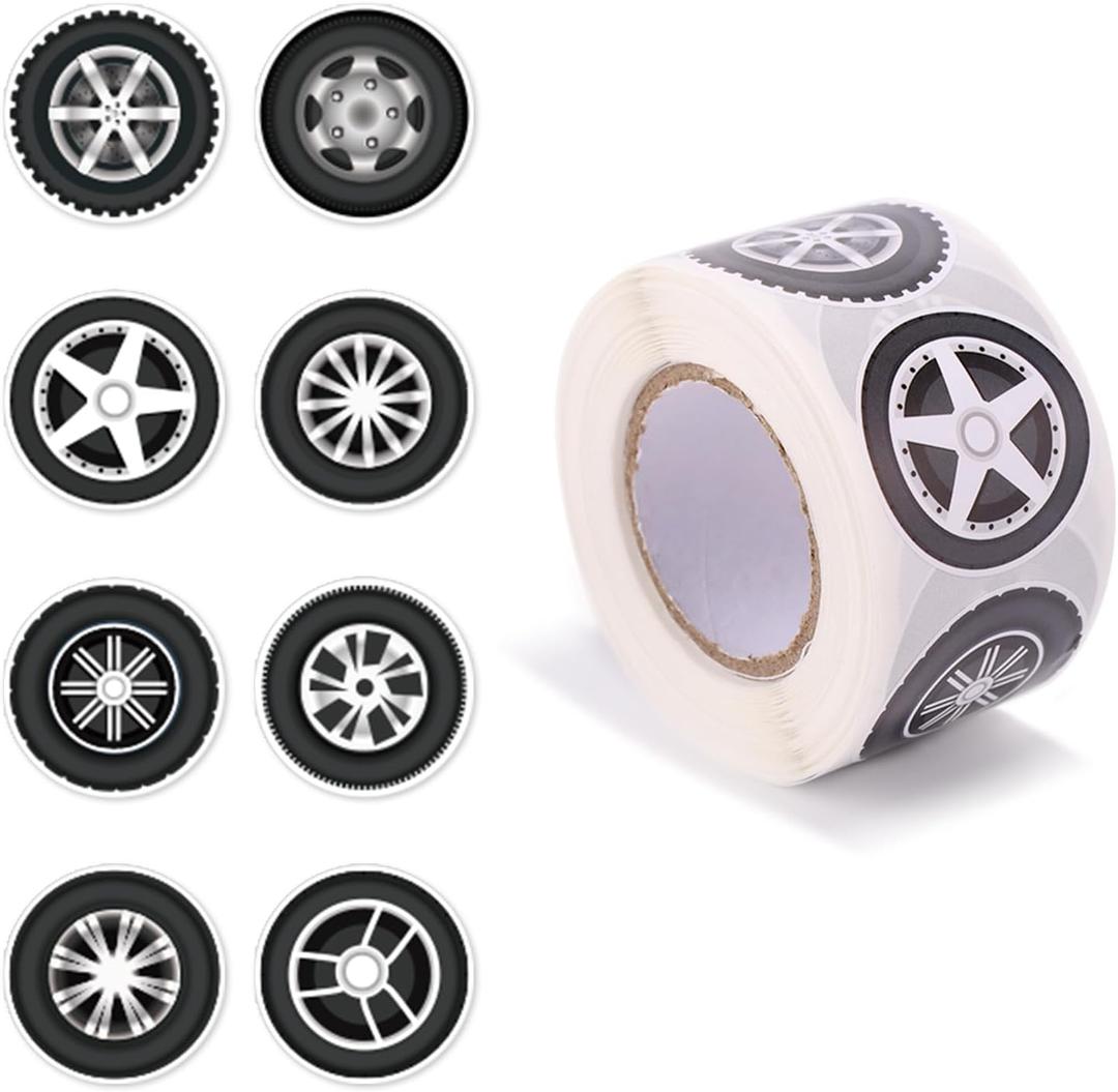 500pcs Racing Stickers, Self-Adhesive Car Tire Wheel Stickers for Racing Theme Party Decor Vehicles Helmets