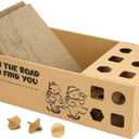 3-in-1 Multi-Functional Cardboard Cat Scratcher Box with Double-Sided Scratch Pad and Interactive Toy Assortment - Includes Refillable Pads and Treat Puzzle Box - Ideal for Indoor Cats