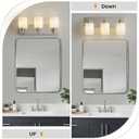 3-Light Bathroom Light Fixture, Brushed Nickel Modern Vanity Light with White Marble Glass Shade, for Bathroom Mirror, Living Room, Bedroom, Hallway, E26 Base, Extended Base