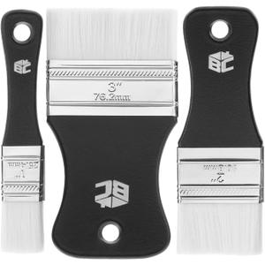 Bates- Flat Paddle Paint Brush Set, 3 Pack, Nylon Bristles Painting Brushes, Ergonomic Handle