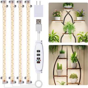LED Grow Light Strips for Indoor Plants Full Spectrum 3500K, 192 LEDs Plant Light Bar with 3/9/12H Timer, 10 Dimmable Levels for Seedling Succulent, 13 Inches, 2 Head