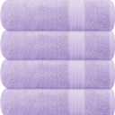 GLAMBURG Premium Cotton 4 Pack Bath Towel Set - 100% Pure Cotton - 4 Bath Towels 27x54 - Ideal for Everyday use - Ultra Soft & Highly Absorbent - Purple