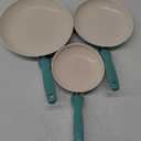 GreenPan Rio Healthy Ceramic Nonstick 7" 9.5" and 11" Frying Pan Skillet Set, PFAS-Free, Dishwasher Safe, Turquoise