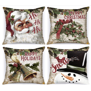 AVOIN colorlife Christmas Snowman Reindeer Gloves Eucalyptus Red Throw Pillow Covers, 20 x 20 Inch Winter Holiday Stripes Cushion Case Decoration for Sofa Couch Set of 4