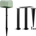 42 Inch In-ground Mailbox Post Black Metal Heavy Duty Steel Mailboxes Post with Stake Easy Installation for Outdoor Residential Front Yard Street No Mailbox 42" x 4" x 4"