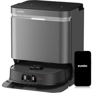 Eureka J15 Ultra Self Emptying Robot Vacuum, 19,000 Pa Suction, Flex-Arm Mop Design, 167 Hot Water Washing & 131F Air Drying, AI Obstacle Avoidance, Black