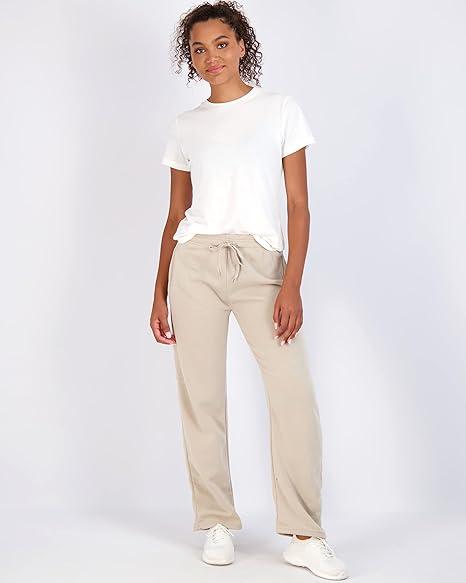 Women's Relaxed Fit Fleece Open Bottom Sweatpants - Casual Athleisure, Size 2XL
