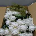 120 Pcs Artificial Roses Bulk Velvet Silk White Roses White Roses for Wedding Centerpieces Bridal Bouquet Mohter's Day Home Decor (120, White)