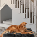OhGeni Comfort Fluffy Dog Bed with Removable Washable Cover & Waterproof Lining, Light Chew & Scratch Resistant, Non-Slip Soft Crate Bed for Large, Medium, Small Size Dogs, 41in(Gray) (41.0"L x 27.0"W x 4.0"Th)