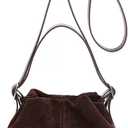 Women Vintage Suede Handbag Small Tote Bag Drawstring Bucket Bag Faux Suede Crossbody Bag Everyday Shoulder Bag Winter Purse