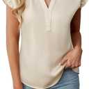 BMJL Womens Tops Dressy Casual Blouses Summer Tops Trendy V Neck Short Sleeve Shirts Business Casual Outfit (Small, Apricot)